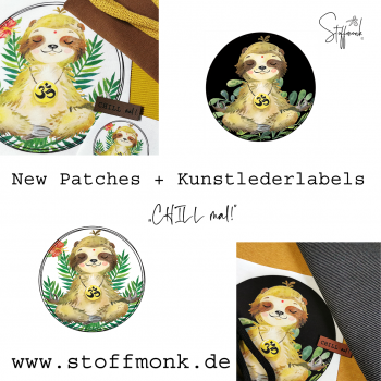 Patch / Aufnäher  - Chill mal Faultier - Weiß